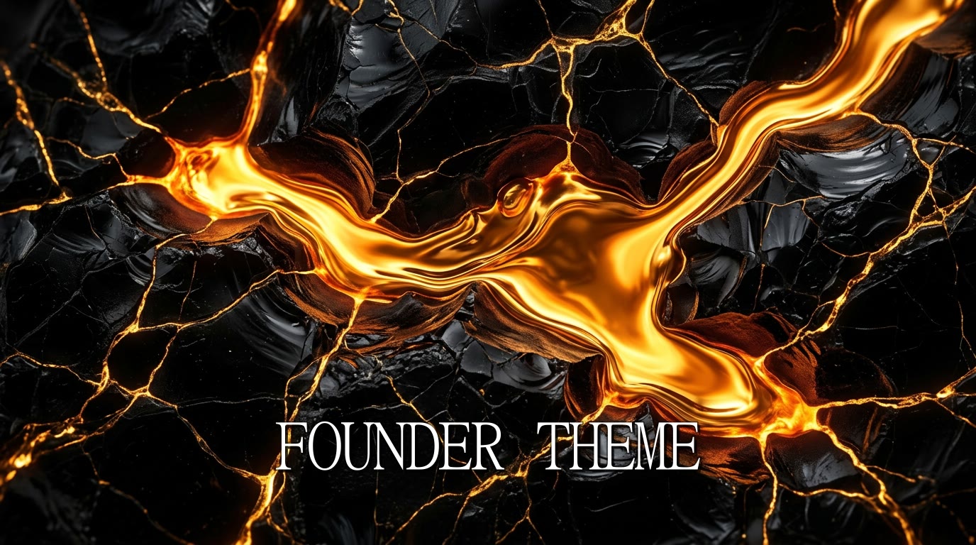 The Founder theme — molten gold on cracked obsidian.